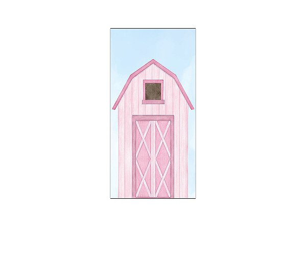 Painel De Festa Vertical 1,00 x 2,00 - Fazendinha Celeiro Rosa Claro 056