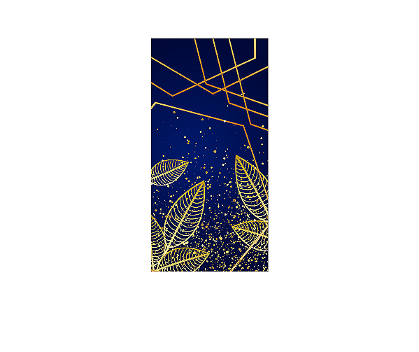 Painel De Festa Vertical 1,00 x 2,00 - Azul Efeito Geométrico Dourado 001