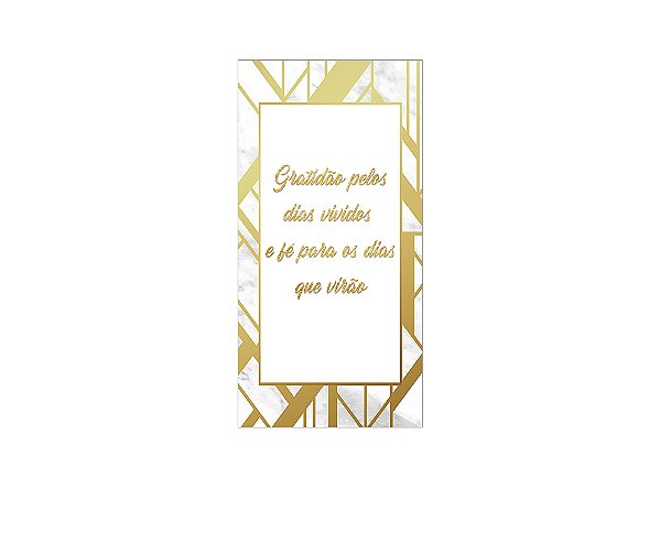 Painel De Festa Vertical 1,00 x 2,00 - Efeito Mármore Branco Gratidão 013