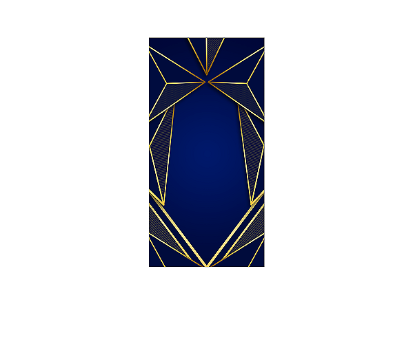 Painel De Festa Vertical 1,00 x 2,00 - Azul Efeito Geométrico Dourado 022