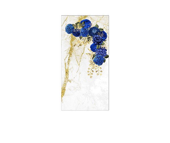 Painel De Festa Vertical 1,00 x 2,00 - Efeito Geométrico Floral Azul 027