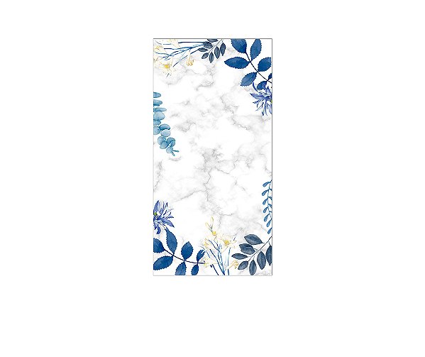 Painel De Festa Vertical 1,00 x 2,00 - Efeito Geométrico Flores Azul 031