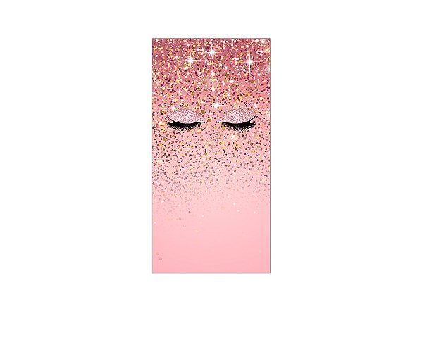 Painel De Festa Vertical 1,00 x 2,00 - Maquiagem Rosa Efeito Glitter 010