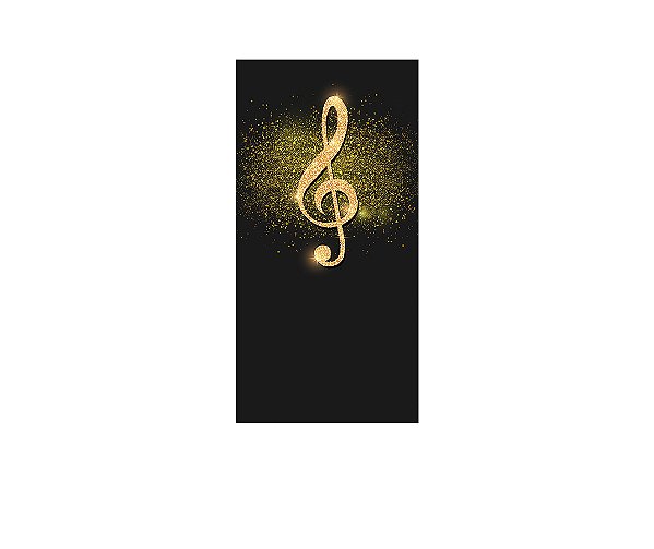 Painel De Festa Vertical 1,00 x 2,00 - Nota Musical Dourado Efeito Glitter 030