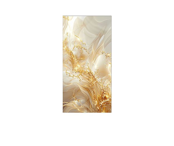 Painel De Festa Vertical 1,00 x 2,00 - Efeito Mármore Bege e Dourado 074