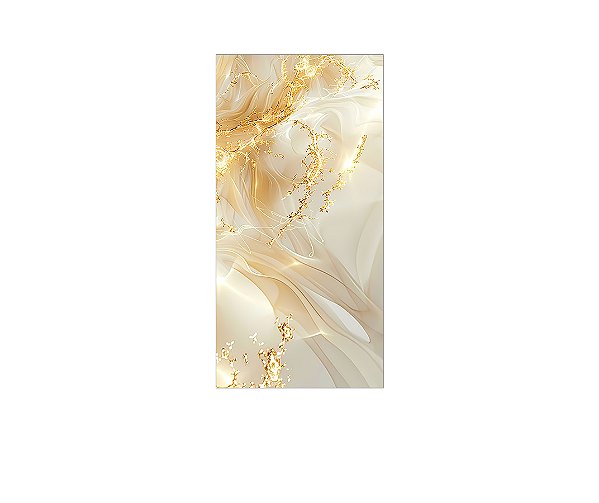 Painel De Festa Vertical 1,00 x 2,00 - Efeito Marmorizado Bege e Dourado 075