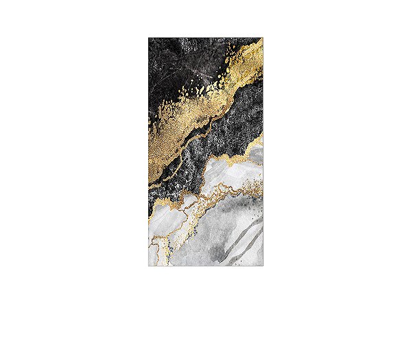 Painel De Festa Vertical 1,00 x 2,00 - Efeito Marmorizado Preto com Dourado 099