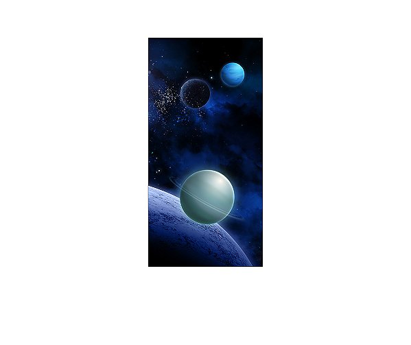 Painel De Festa Vertical 1,00 x 2,00 - Planetas Galáxia Azul 003