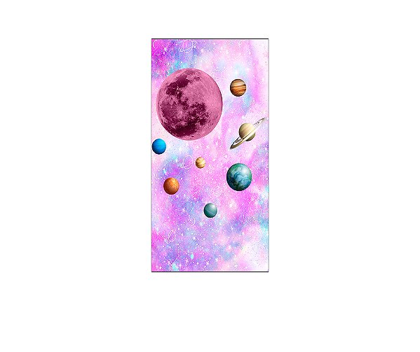 Painel De Festa Vertical 1,00 x 2,00 - Galáxia Rosa 009