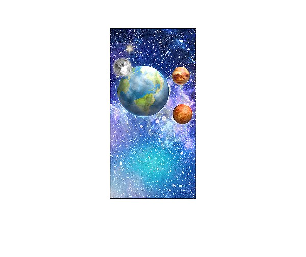 Painel De Festa Vertical 1,00 x 2,00 - Galáxia Estrela e Planetas 010