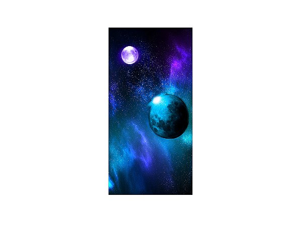 Painel De Festa Vertical 1,00 x 2,00 - Galáxia Universo Azul e Verde 011