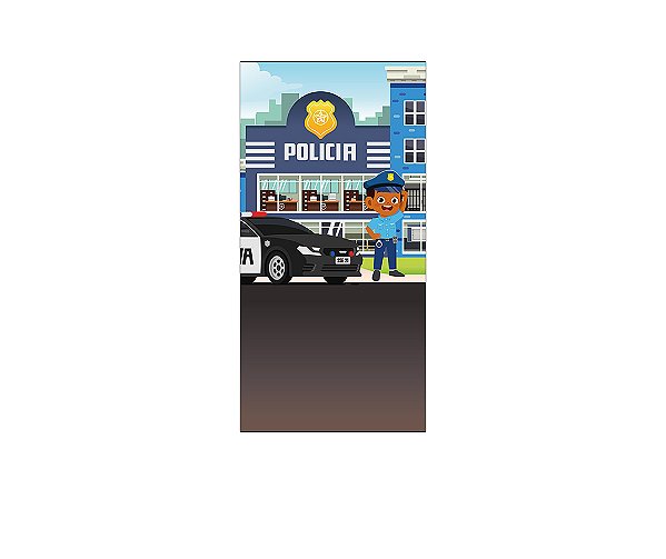 Painel De Festa Vertical 1,00 x 2,00 - Menino Carro de Policia 013