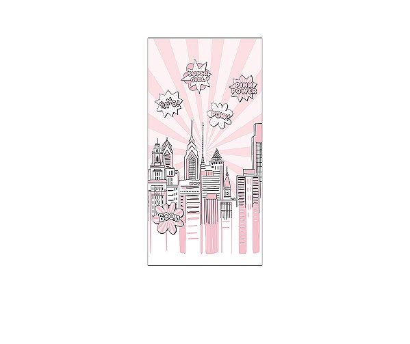 Painel De Festa Vertical 1,00 x 2,00 - Super Heroina Cidade Rosa 021