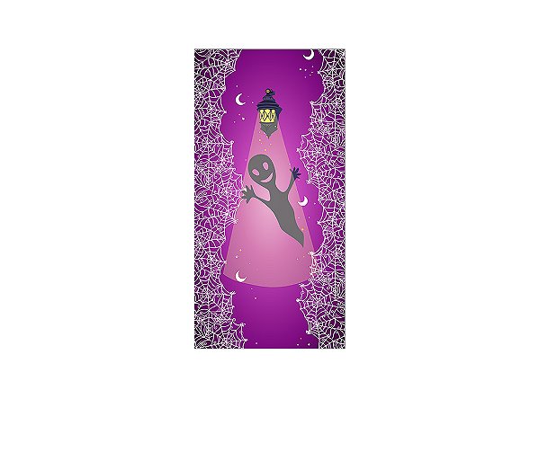 Painel De Festa Vertical 1,00 x 2,00 - Halloween Casa da Bruxa Roxo 014