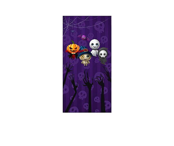 Painel De Festa Vertical 1,00 x 2,00 - Halloween Fantasmas Cute 016