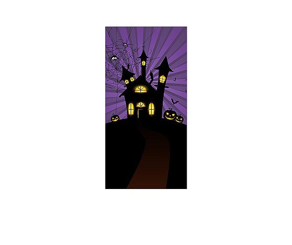 Painel De Festa Vertical 1,00 x 2,00 - Halloween Castelo Assombrado 019