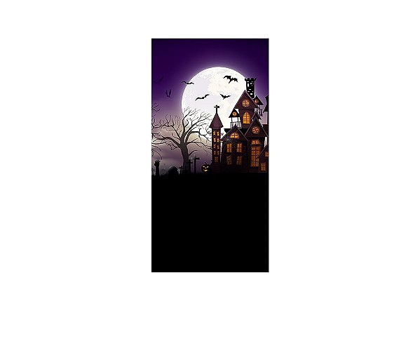 Painel De Festa Vertical 1,00 x 2,00 - Halloween Castelo Assustador 027