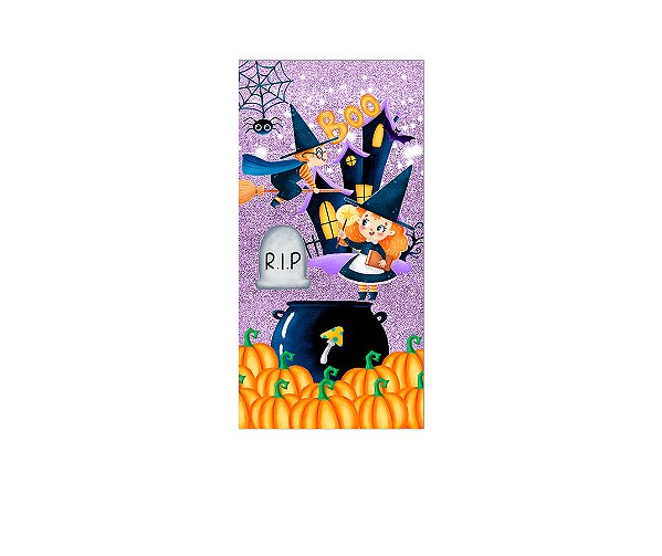 Painel De Festa Vertical 1,00 x 2,00 - Halloween Bruxinha Cute 030