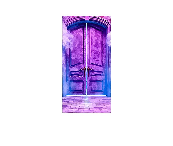Painel De Festa Vertical 1,00 x 2,00 - Halloween Porta Azul e Roxo 031
