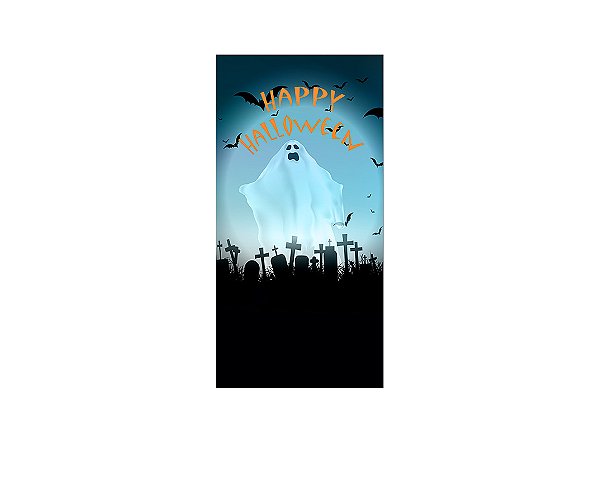 Painel De Festa Vertical 1,00 x 2,00 - Halloween Fantasma Tenebroso 043