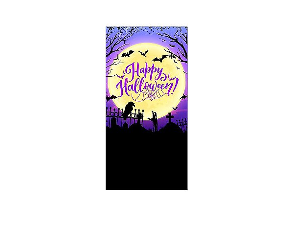 Painel De Festa Vertical 1,00 x 2,00 - Halloween Luar no Cemitério 046