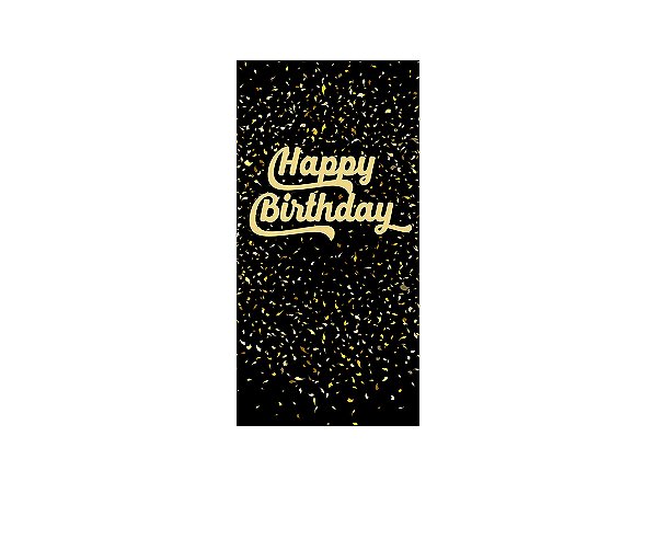 Painel De Festa Vertical 1,00 x 2,00 -  Happy Birthday Confetes Dourados 005