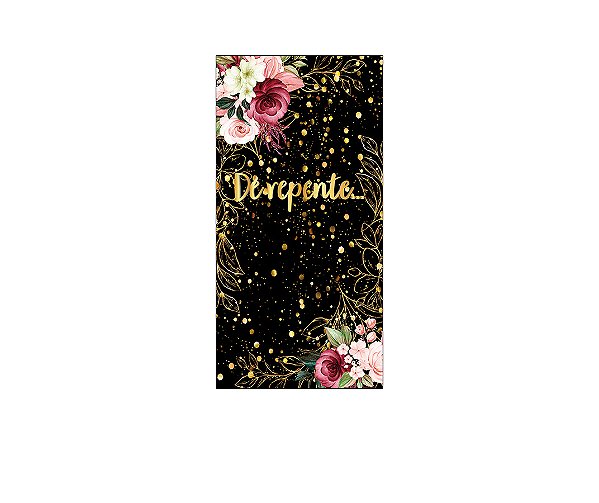 Painel De Festa Vertical 1,00 x 2,00 - Flores De repente Dourado 009