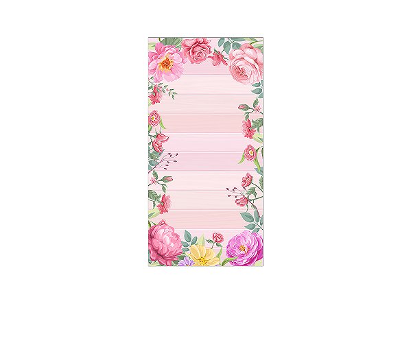 Painel De Festa Vertical 1,00 x 2,00 - Listras E Floral Rosa 015