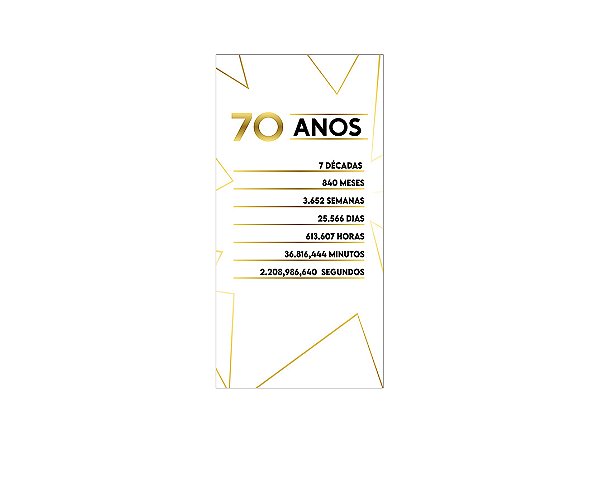 Painel De Festa Vertical 1,00 x 2,00 - Efeito Geométrico Dourado 70 Anos 038