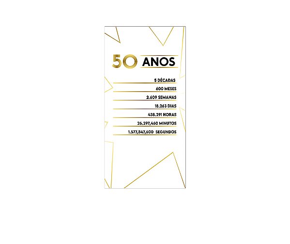 Painel De Festa Vertical 1,00 x 2,00 - Efeito Geométrico Dourado 50 Anos 040