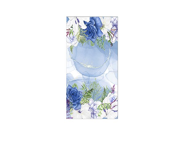 Painel De Festa Vertical 1,00 x 2,00 - Flores Aquarela Azul 149