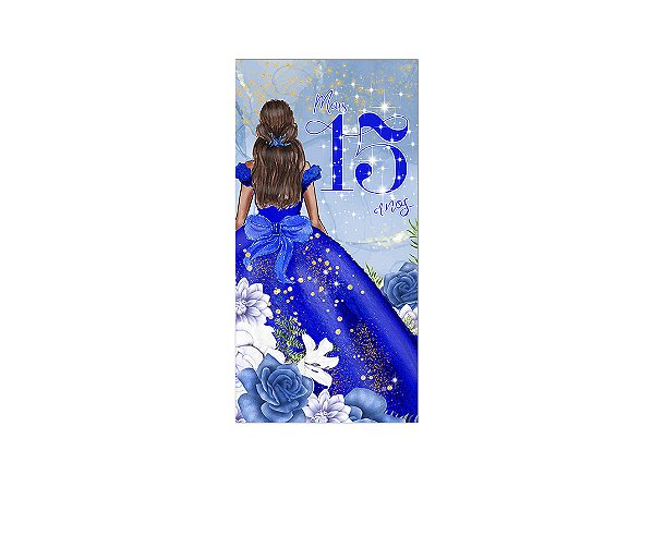 Painel De Festa Vertical 1,00 x 2,00 - 15 Anos Princesa Azul 150