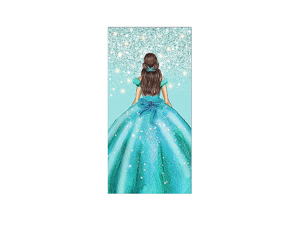 Painel De Festa Vertical 1,00 x 2,00 - Princesa 15 Anos Efeito Glitter 151
