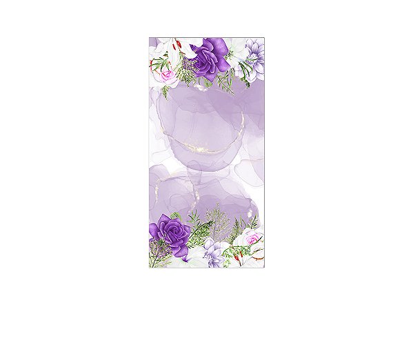 Painel De Festa Vertical 1,00 x 2,00 - Flores Aquarela Lilás 153