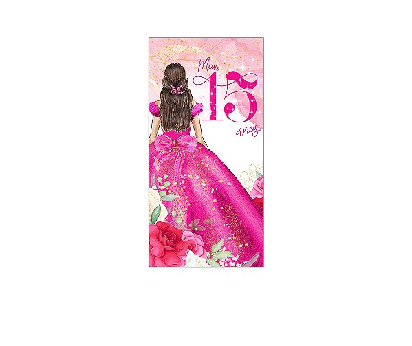 Painel De Festa Vertical 1,00 x 2,00 - 15 Anos Princesa Pink 158