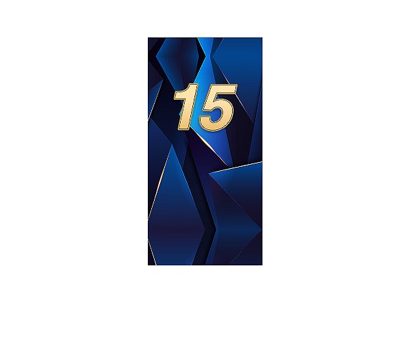 Painel De Festa Vertical 1,00 x 2,00 - 15 Anos Azul Marinho com Dourado 197