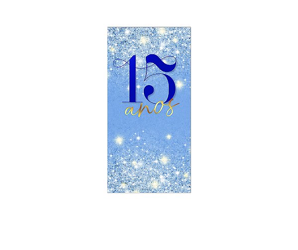Painel De Festa Vertical 1,00 x 2,00 - 15 Anos Azul Efeito Glitter 201