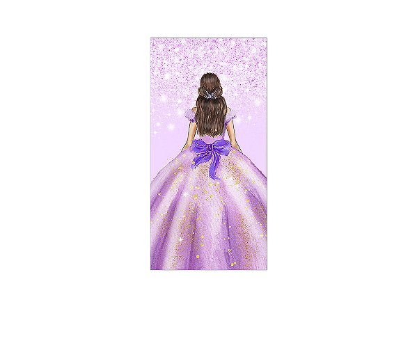 Painel De Festa Vertical 1,00 x 2,00 - Princesa Lilás Efeito Glitter 202