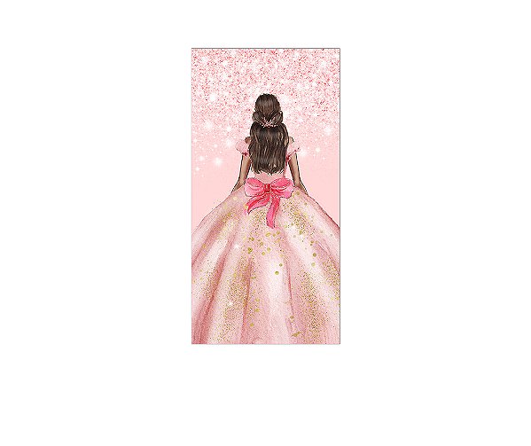 Painel De Festa Vertical 1,00 x 2,00 - Princesa Rosa Suave Efeito Glitter 206