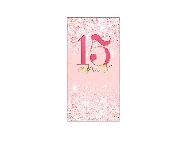 Painel De Festa Vertical 1,00 x 2,00 - 15 Anos Rosa Suave Efeito Glitter 207