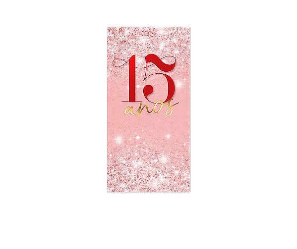 Painel De Festa Vertical 1,00 x 2,00 - 15 Anos Vermelho Efeito Glitter 209