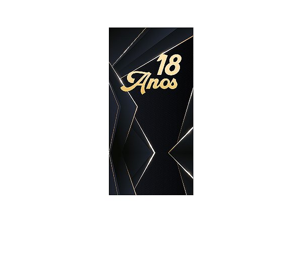 Painel De Festa Vertical 1,00 x 2,00 - 18 Anos Preto com Dourado 210