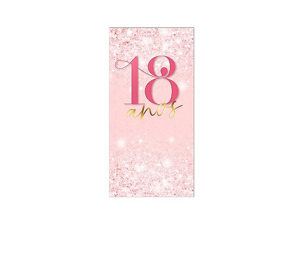 Painel De Festa Vertical 1,00 x 2,00 - 18 Anos Rosa Suave Efeito Glitter 215