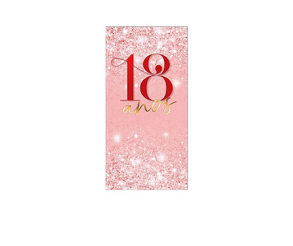 Painel De Festa Vertical 1,00 x 2,00 - 18 Anos Vermelho Efeito Glitter 216
