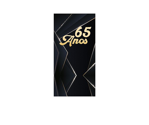 Painel De Festa Vertical 1,00 x 2,00 - 65 Anos Preto com Dourado 226