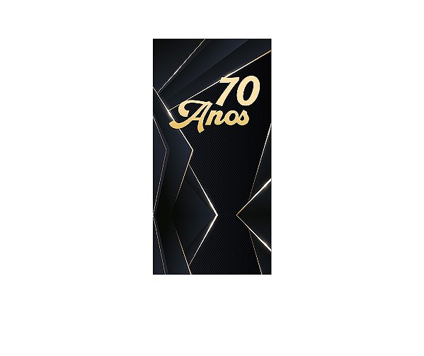 Painel De Festa Vertical 1,00 x 2,00 - 70 Anos Preto com Dourado 228