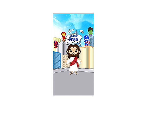 Painel De Festa Vertical 1,00 x 2,00 - Super Jesus 004
