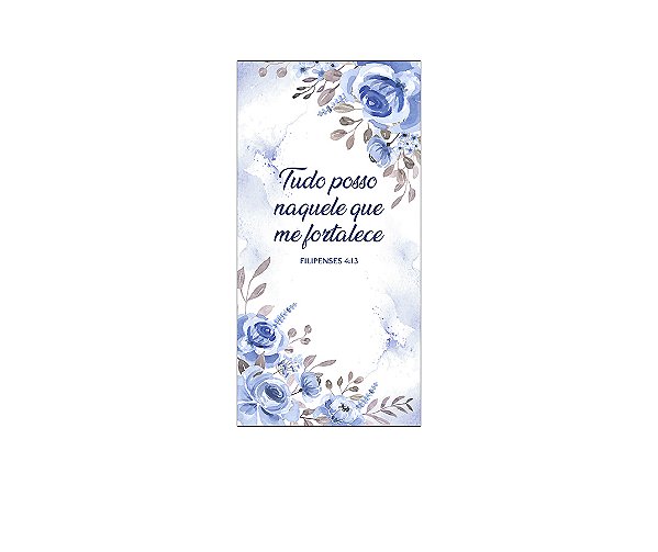 Painel De Festa Vertical 1,00 x 2,00 - Religioso Floral Azul 007