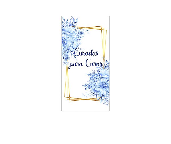 Painel De Festa Vertical 1,00 x 2,00 - Curadas Para Curar Floral Azul 026