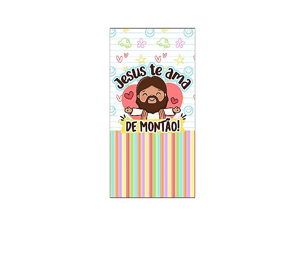 Painel De Festa Vertical 1,00 x 2,00 - Jesus Te Ama de Montão 033